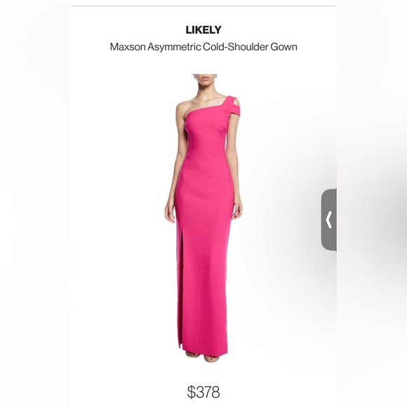 Likely Maxson Asymmetric Cold-Shoulder Evening Gown Fuchsia hot Pink size 2 NWT - Picture 3 of 13